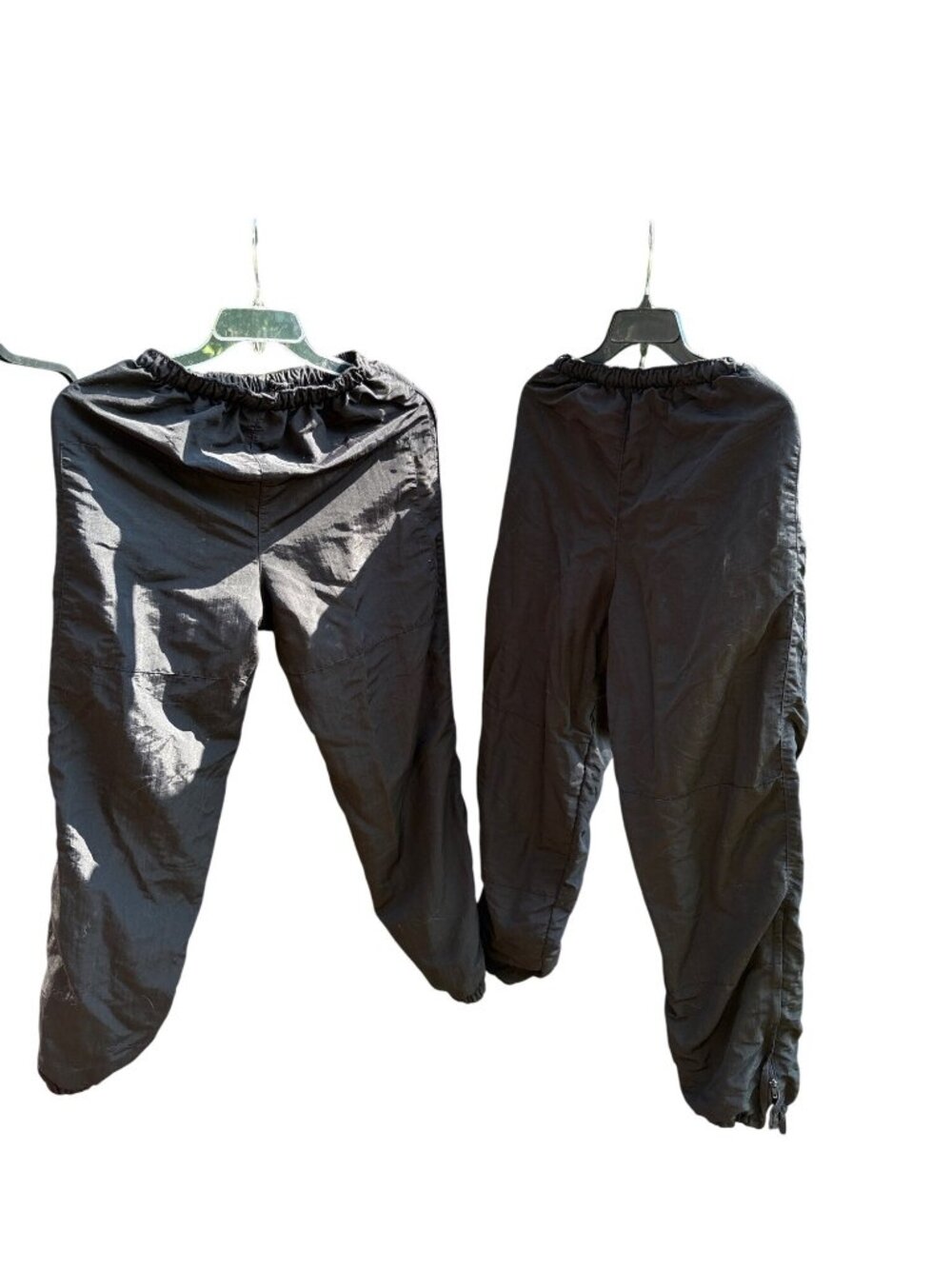 Military IPFU Nylon Pants Black Medium Regular Light Elastic Waist Zippered Legs